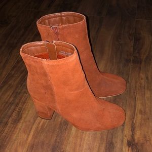 Red suede booties